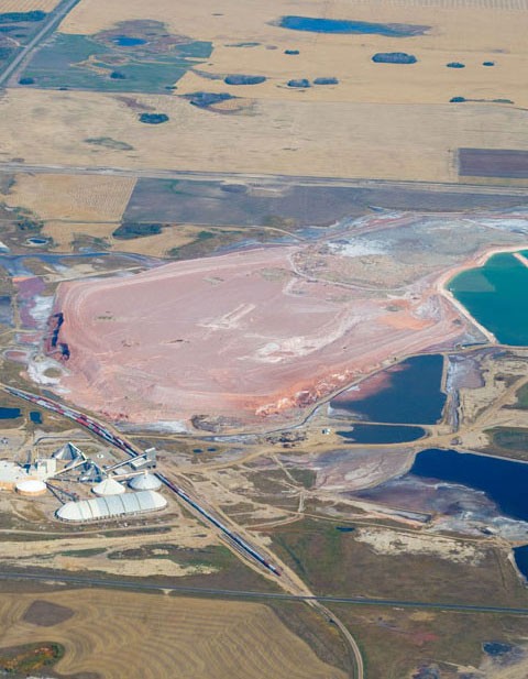 Overhead view of a potash mine, USA