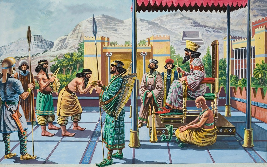 King Darius I receives gifts at Persepolis