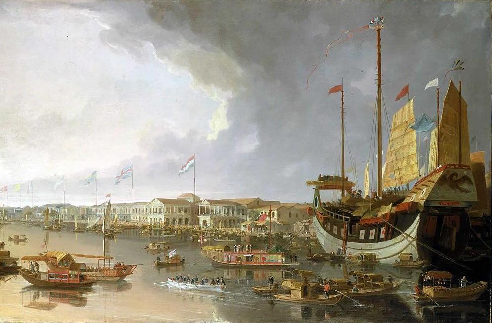 A painting (1805) of the Thirteen Factories outside Canton