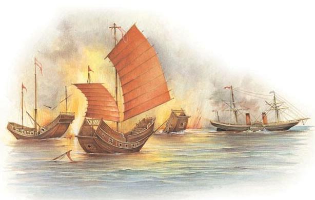 Naval battle during the Opium War, 1839–42