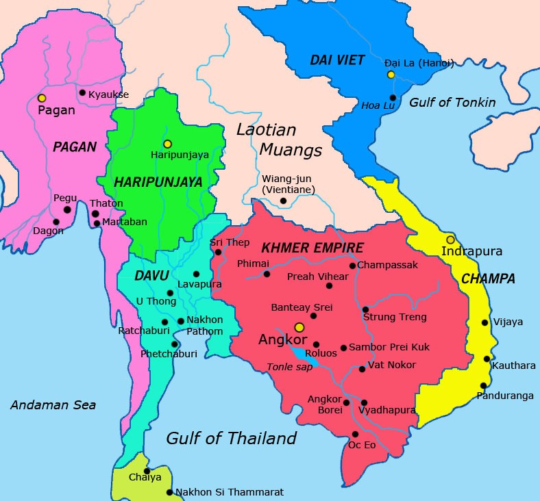 Map of Southeast Asian kingdoms 1100 AD