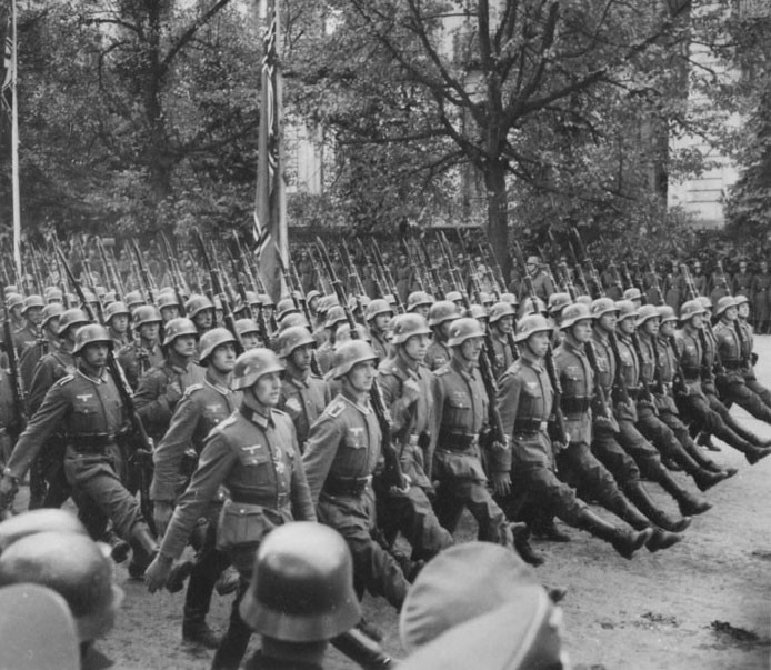 German troops parade through Warsaw, Poland