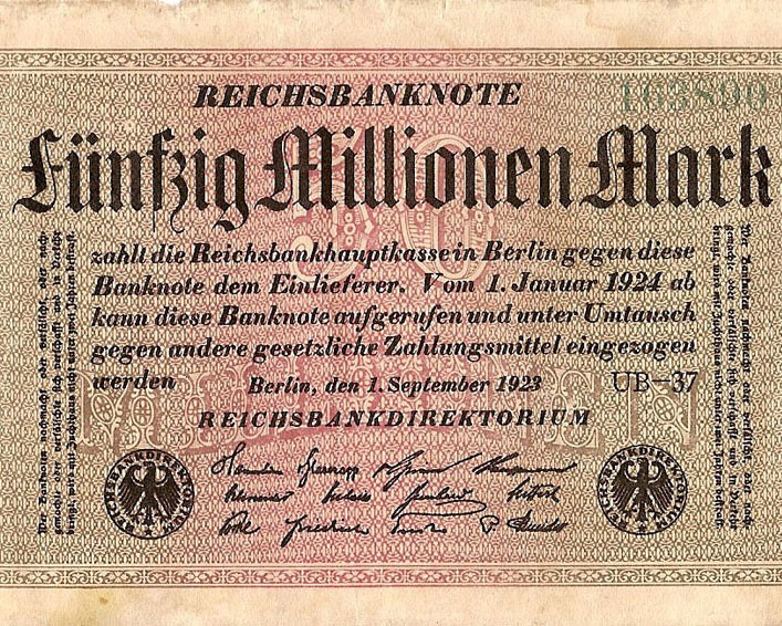 A 50 million mark banknote