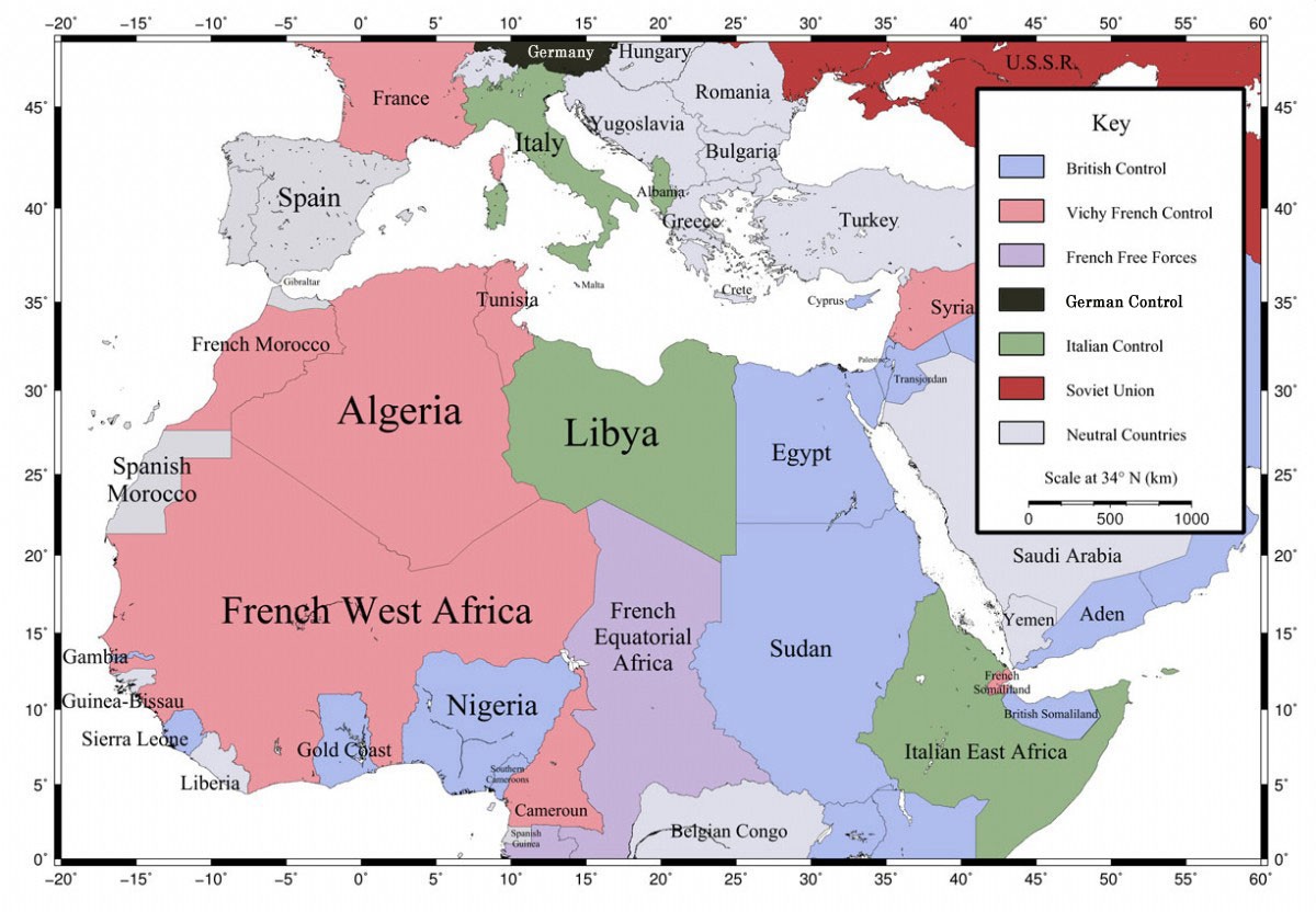 Italy and its empire (in green), June 1940