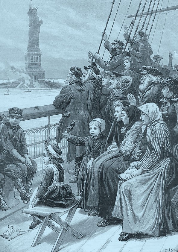 Immigrants arrive in New York harbour.