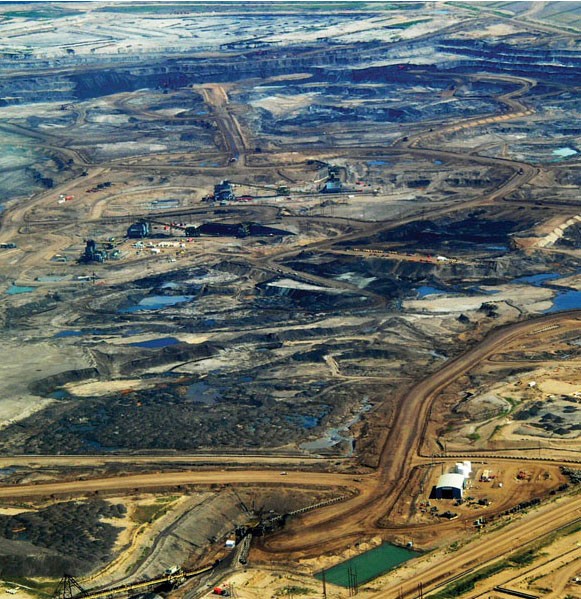 Aerial view of the tar sands in Alberta