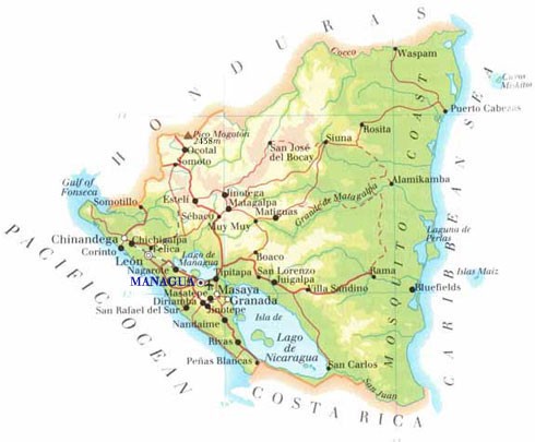 A map of Nicaragua