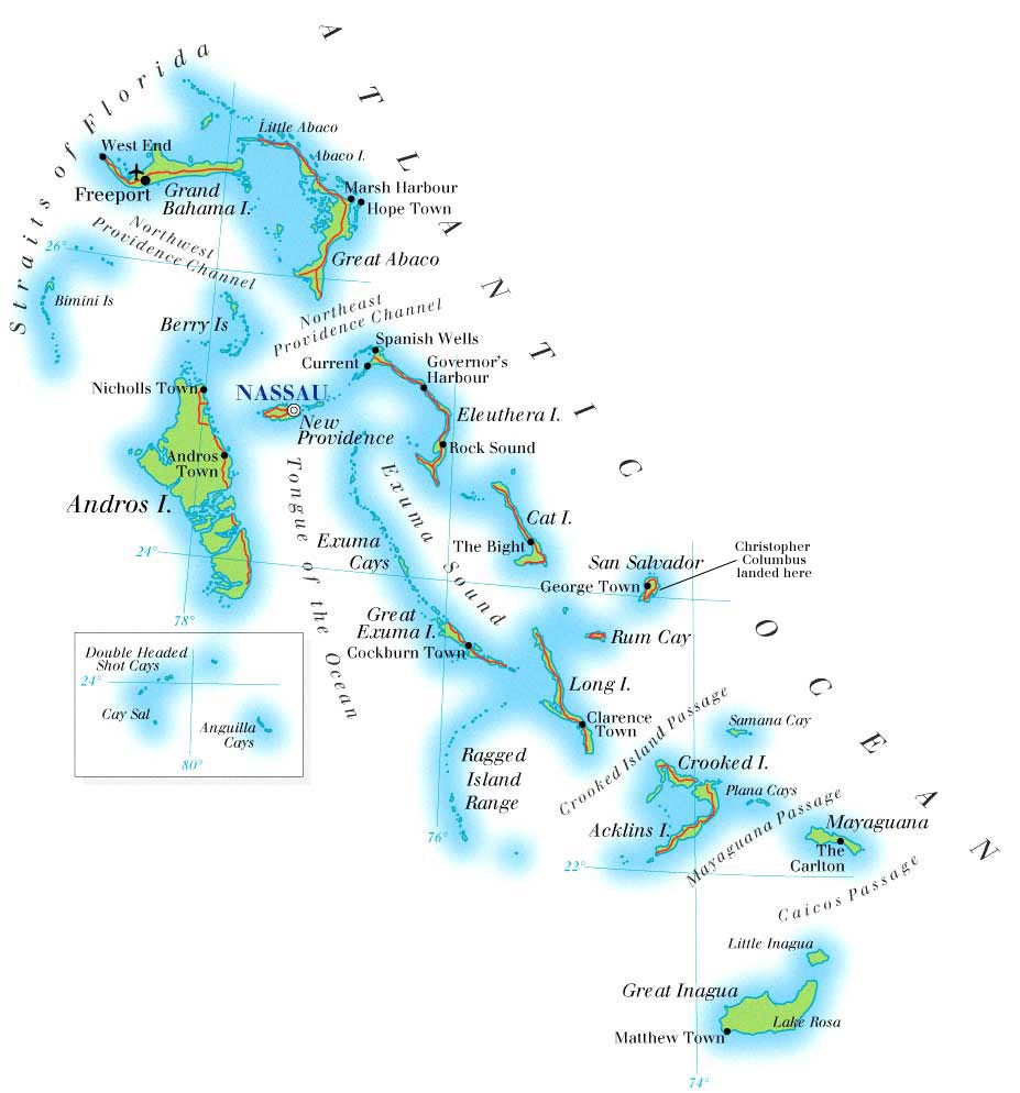A map of the Bahamas