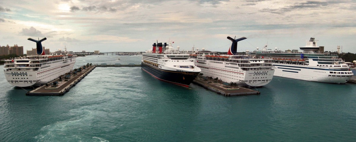 Cruise ships moored in Nassau harbour