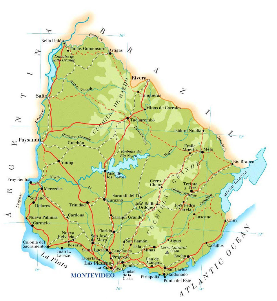 A map of Uruguay