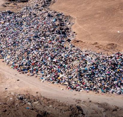 Open-air dump of used clothing in the Atacama Desert