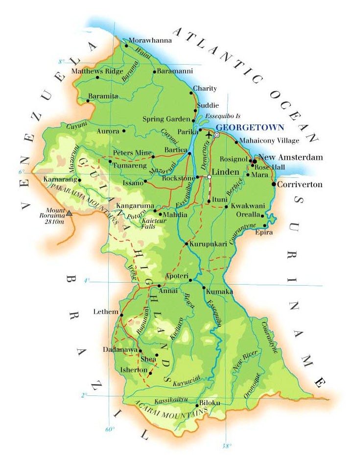 A map of Guyana