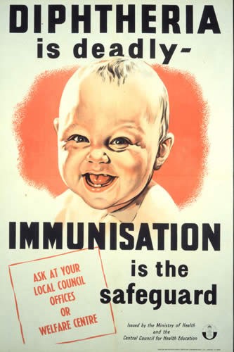 Diphtheria vaccination poster, UK, 1940s