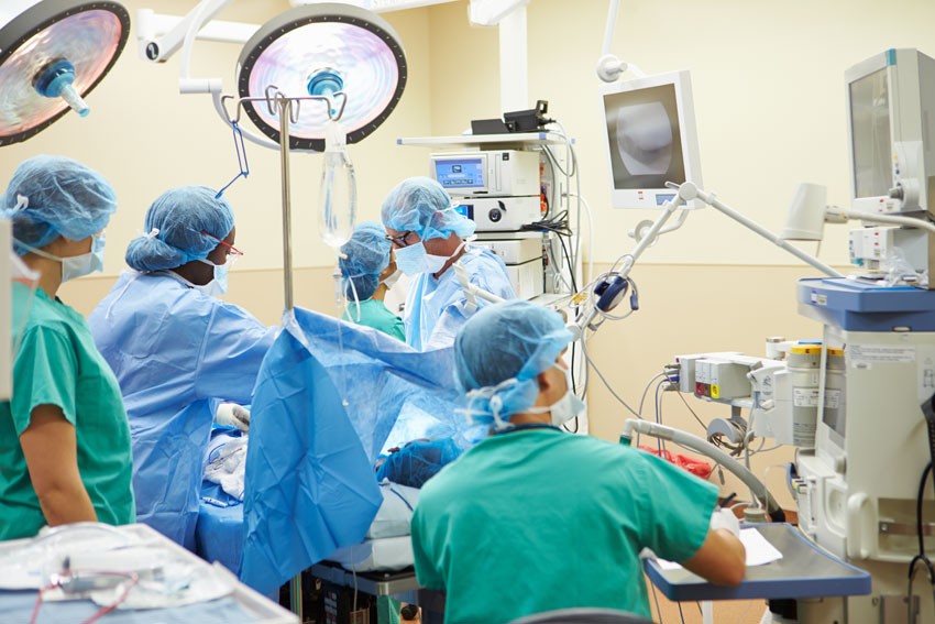 Surgical team in an operating theatre