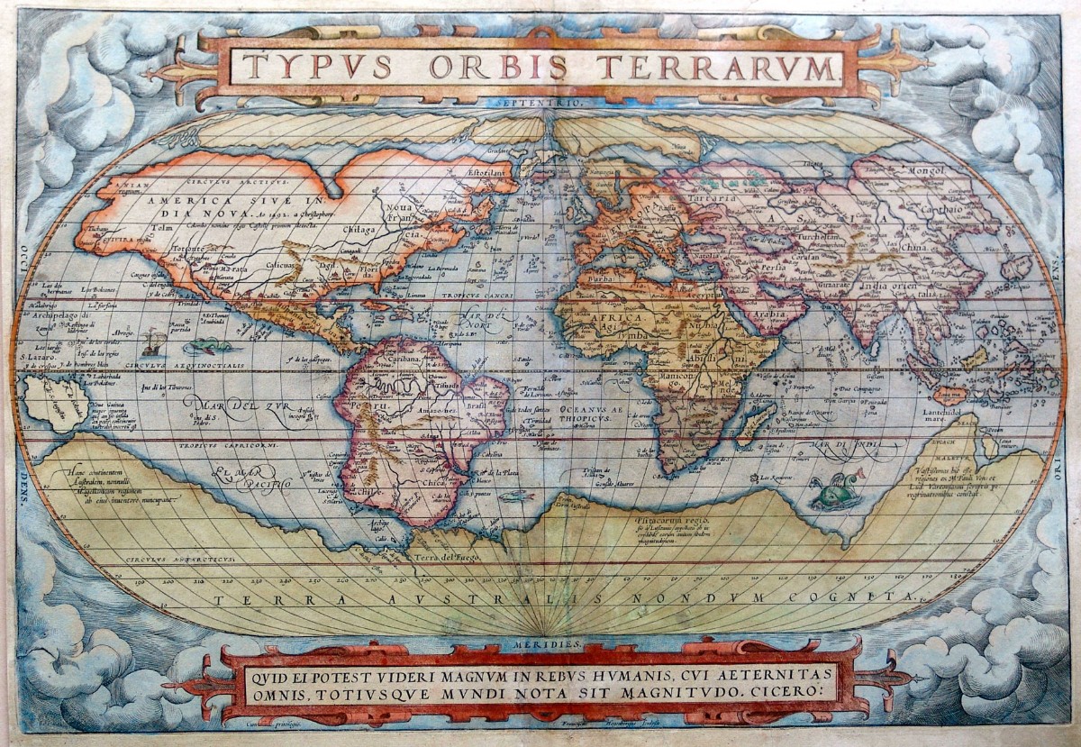 Ortelius world map, 1572
