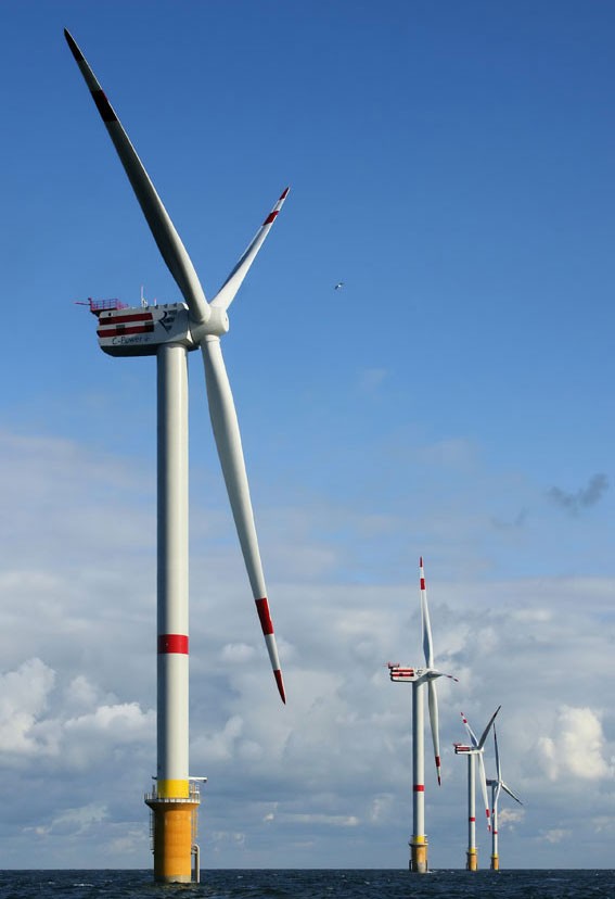 Turbines in an offshore wind farm