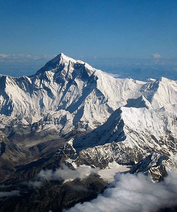 Mount Everest, the highest peak in the Himalayas