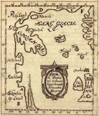 A map showing areas explored by the Vikings