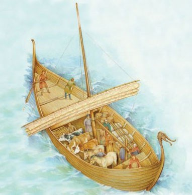 A ship carrying Vikings settlers