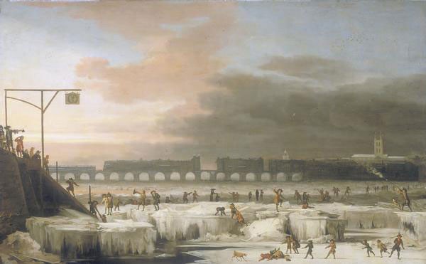 The River Thames in London during the winter of 1677