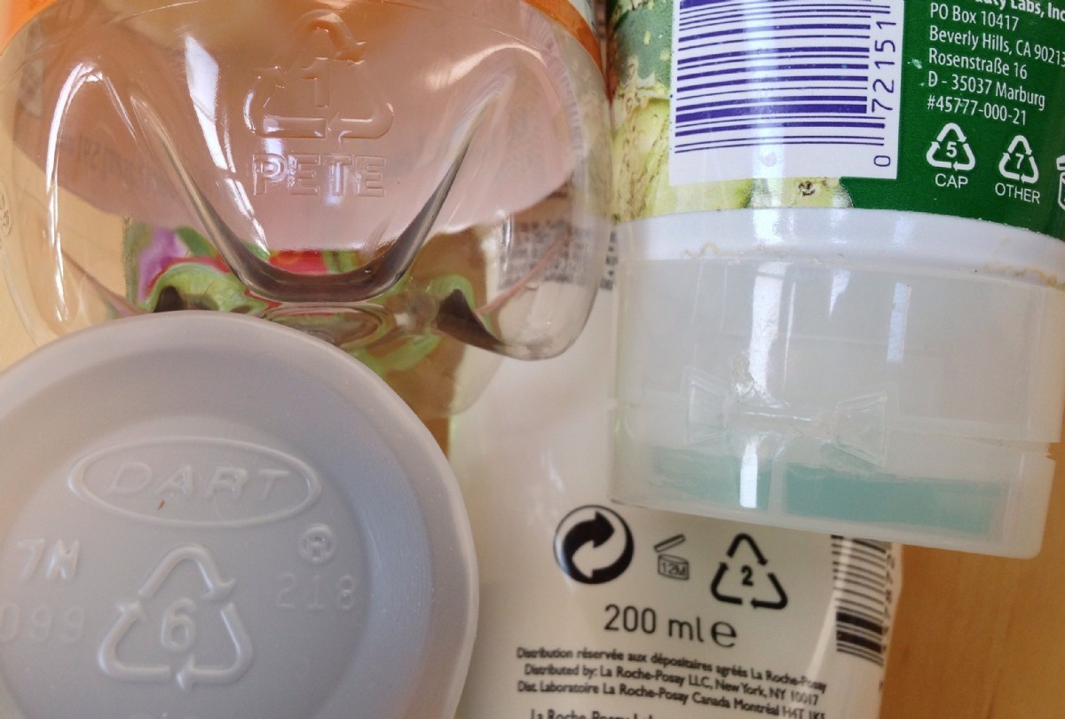 Recycling codes on plastic packaging