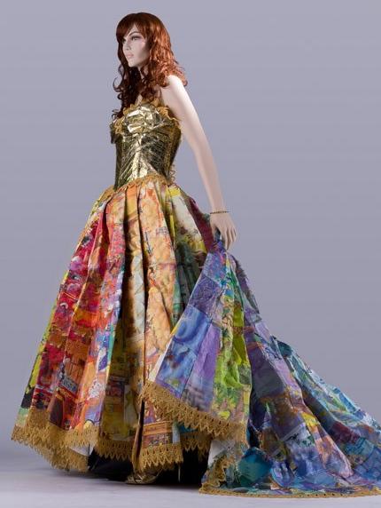 A ballgown made of recycled children’s books
