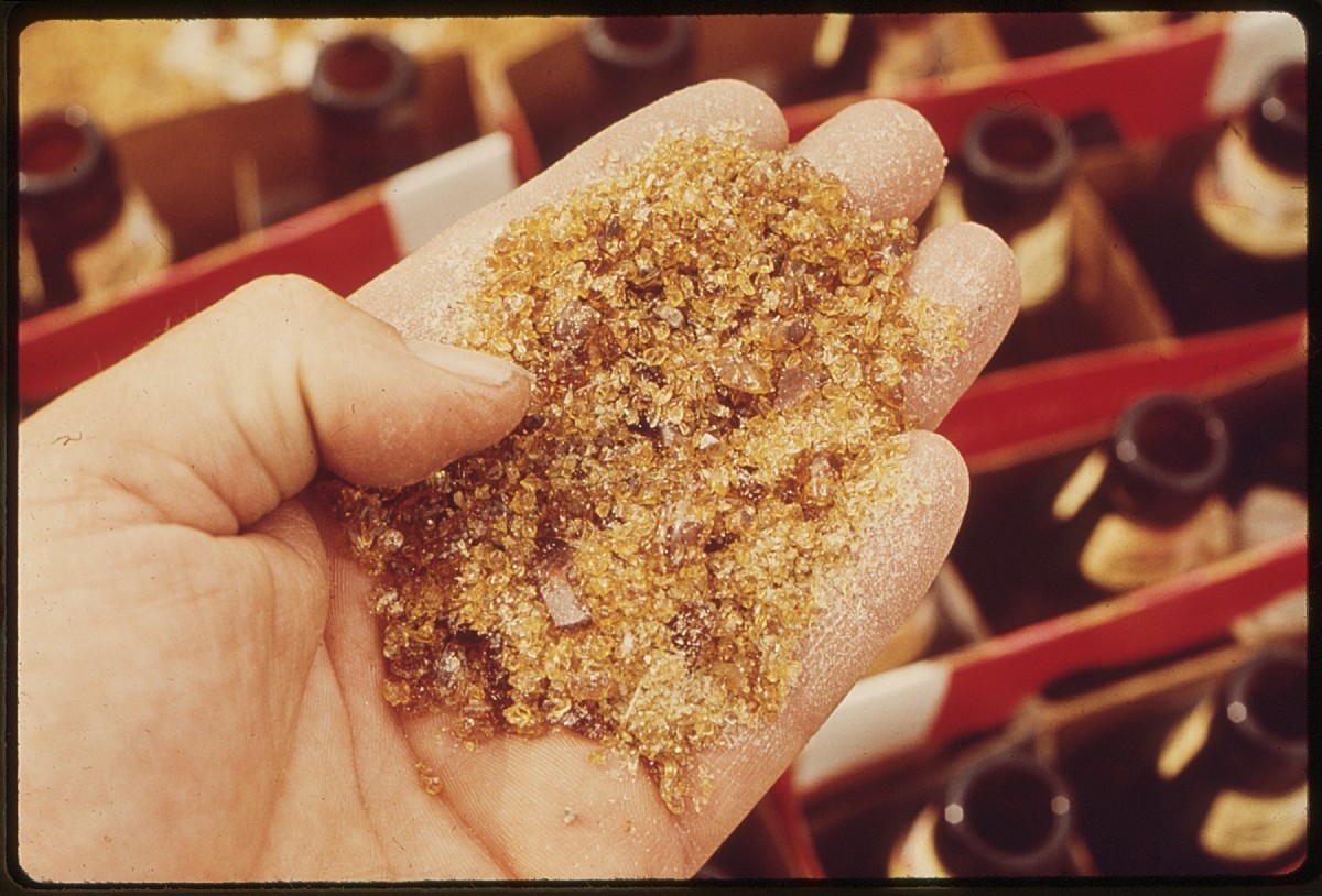 Glass cullet from beer bottles
