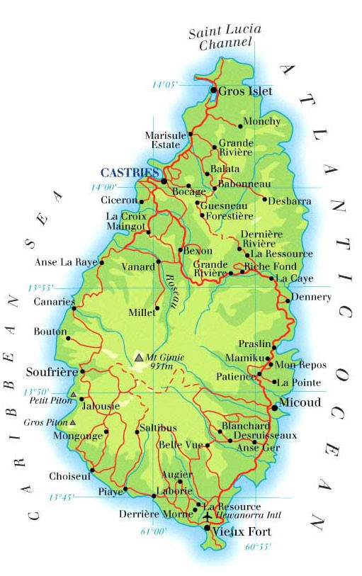 A map of St Lucia