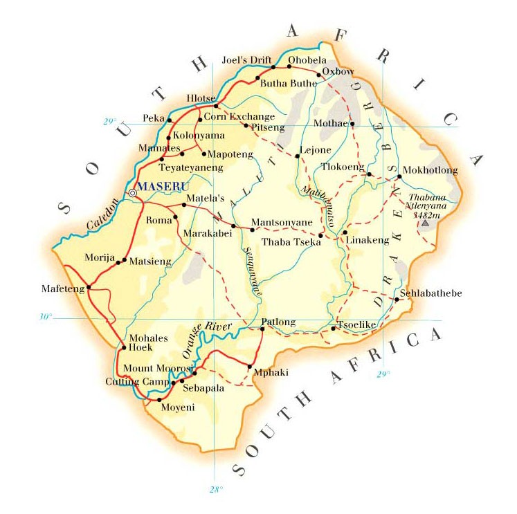 A map of Lesotho