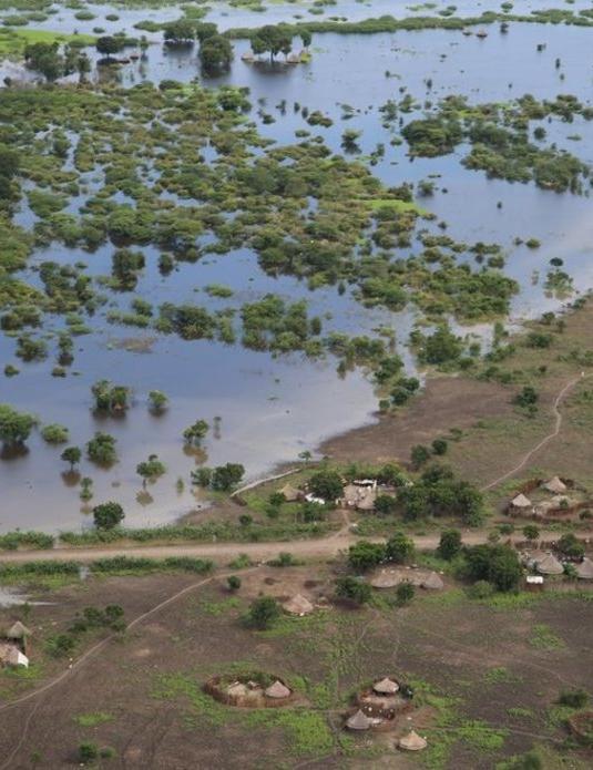 Aerial view of flooding near Akubu, 2019