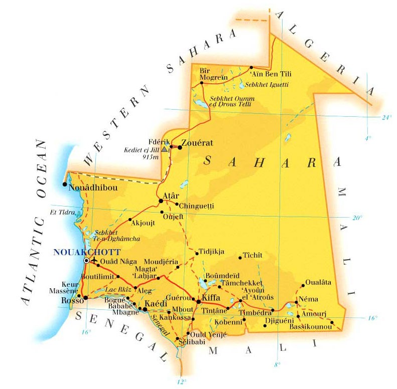 A map of Mauritania