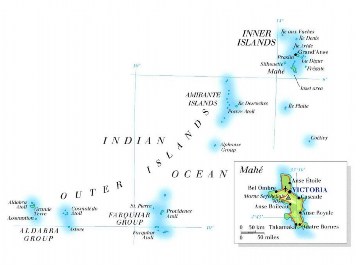 A map of the Seychelles