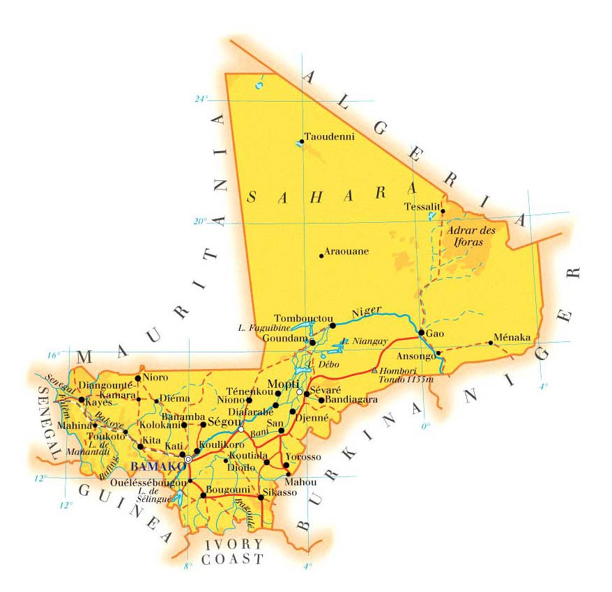 A map of Mali