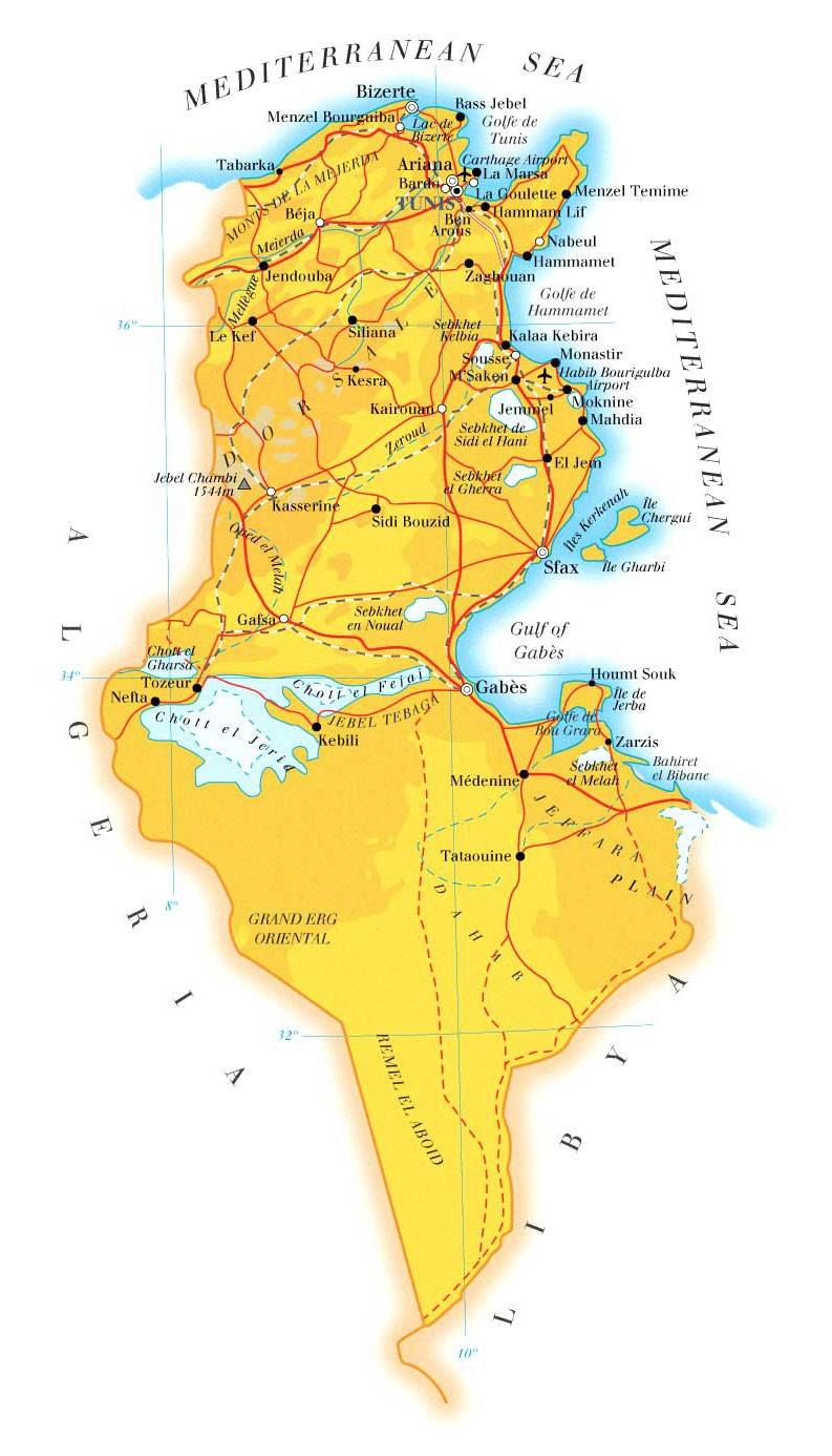 A map of Tunisia