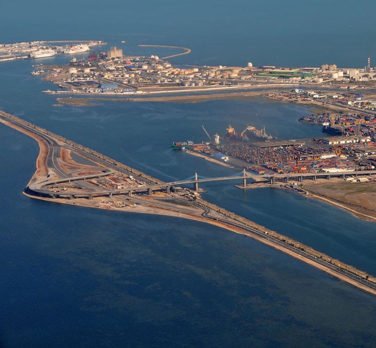 Aerial view of Rades port, Tunis