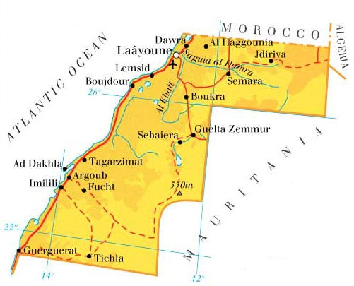 A map of Western Sahara