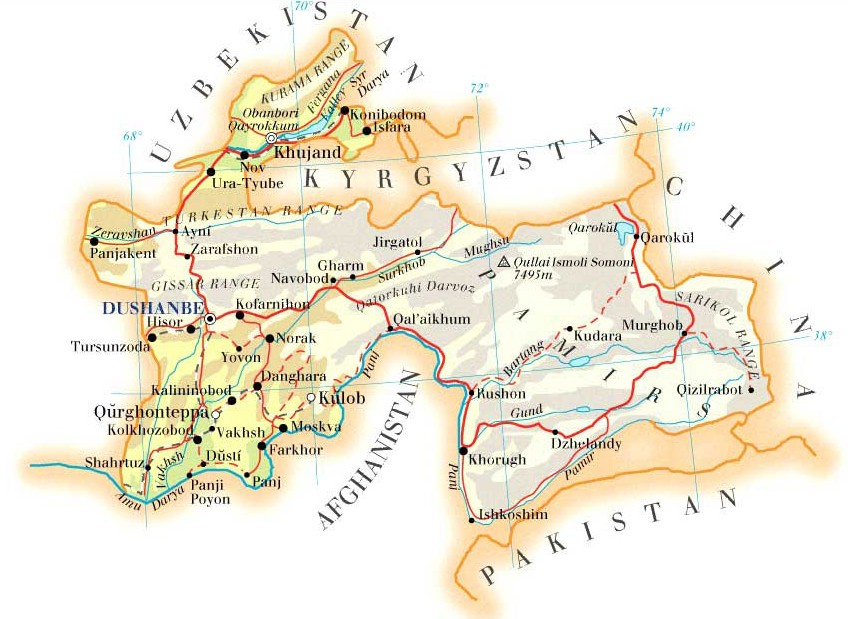 A map of Tajikistan