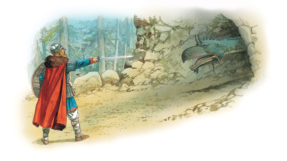 Beowulf confronts the dragon