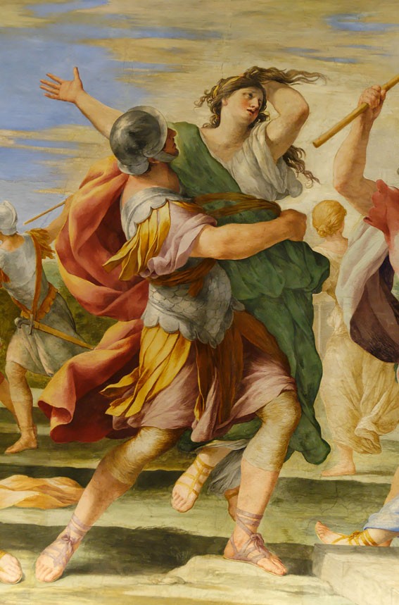 A painting showing a Sabine woman being seized