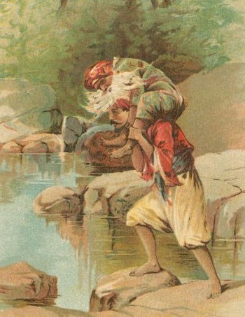 Sinbad with the Old Man of the Sea on his shoulders