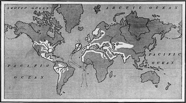 An old map featuring Atlantis