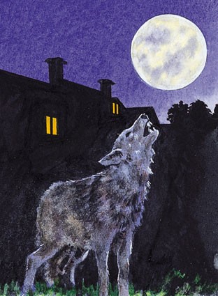 A werewolf at full moon