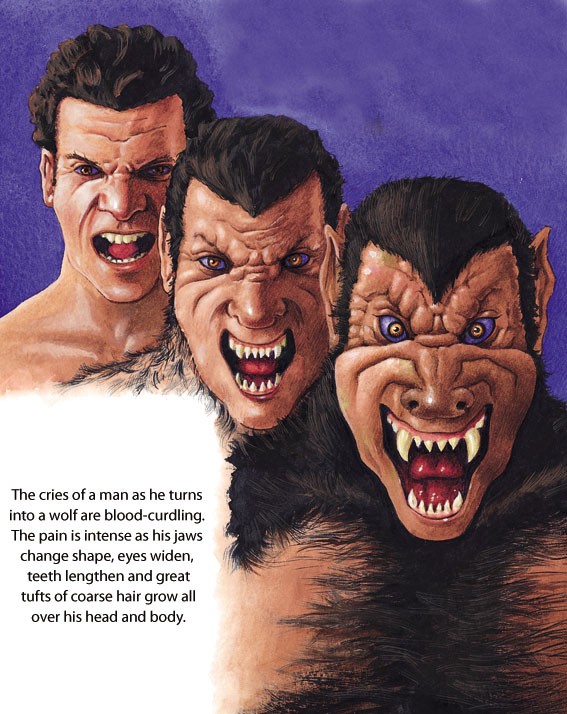 A man is transformed into a werewolf