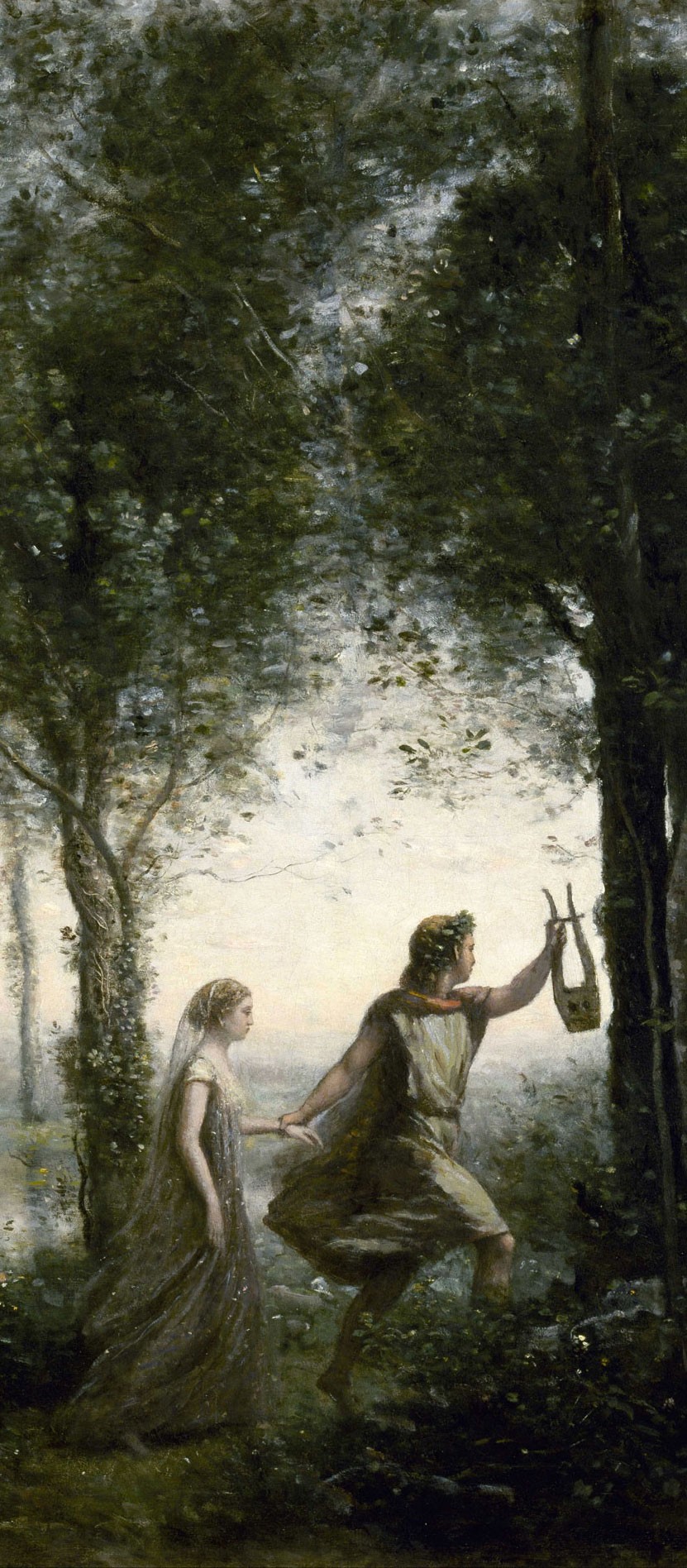 Orpheus leads Eurydice from the Underworld.