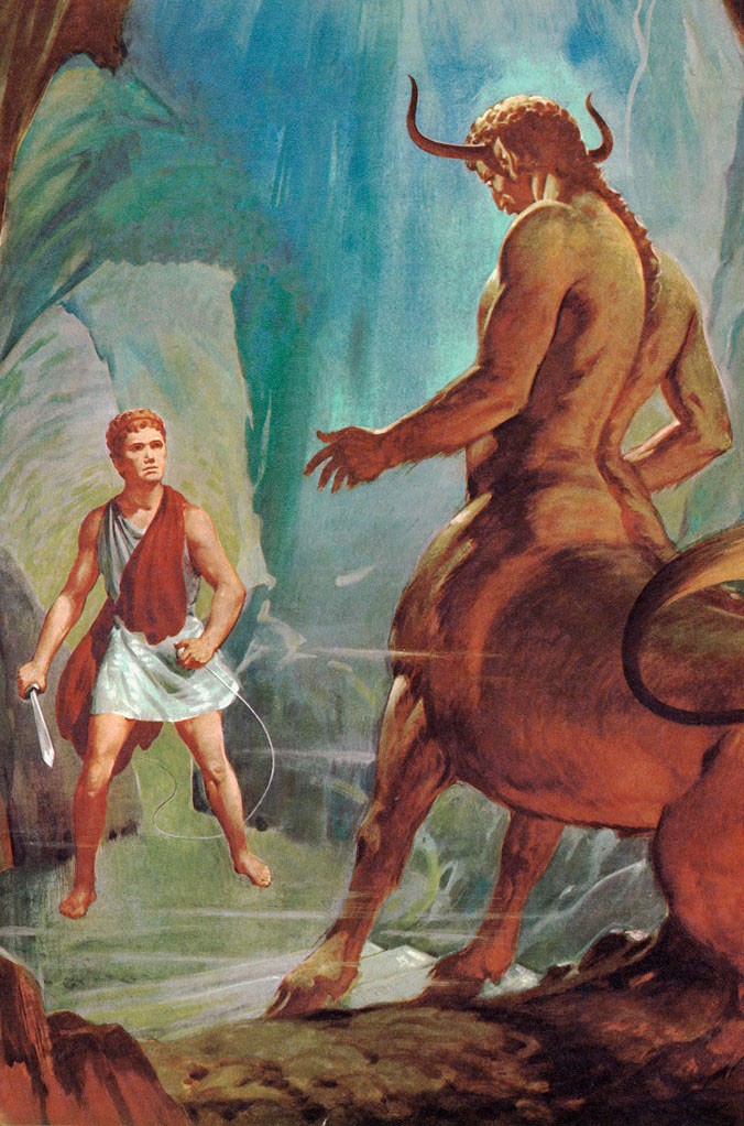 Theseus confronts the Minotaur