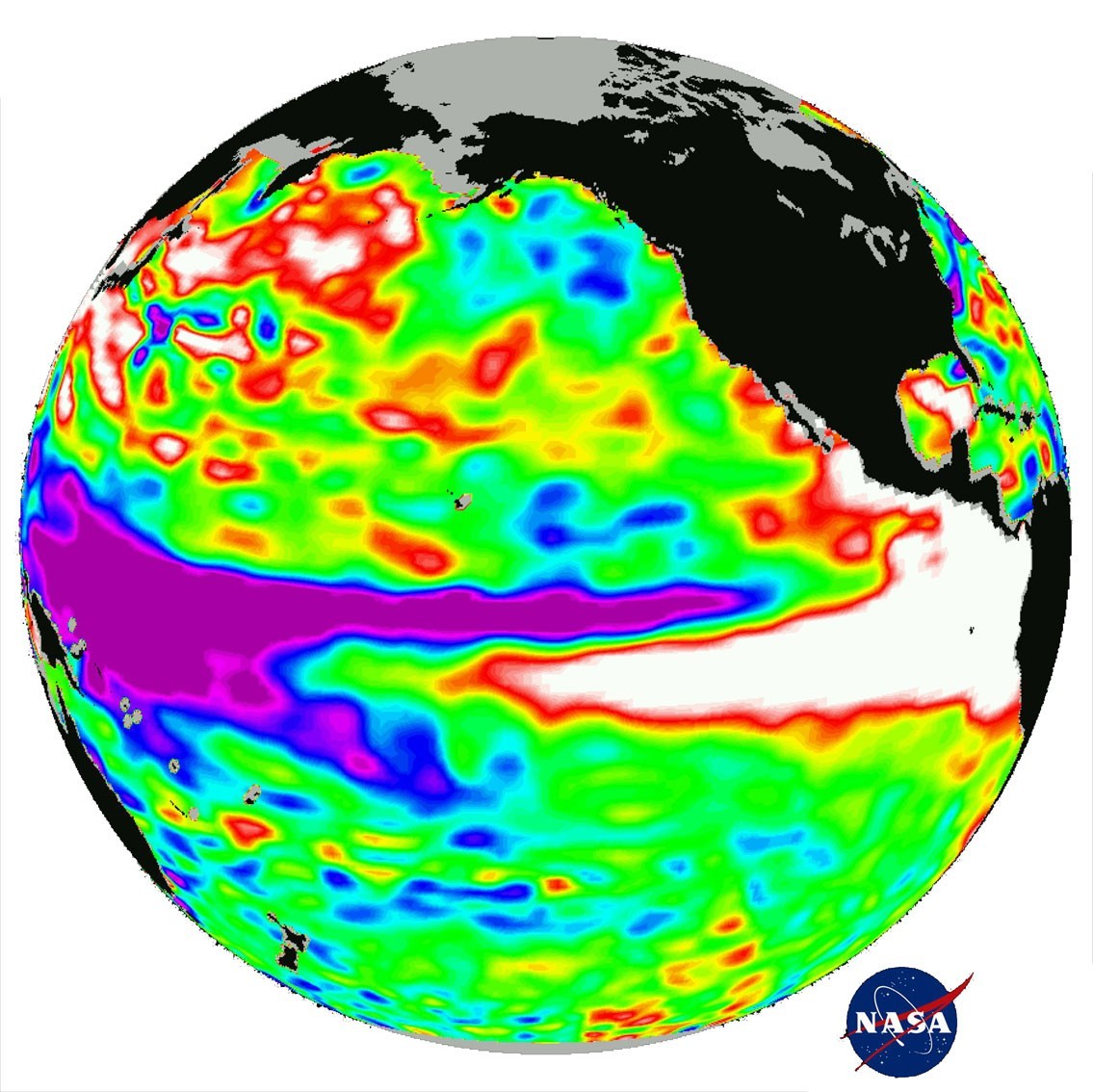 The 1997-8 El Niño: the warmest waters are white