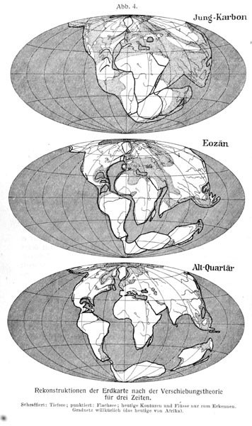 The Earth’s continents at three different time periods