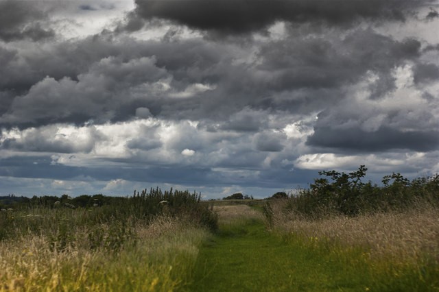 Grey clouds gather ahead of a storm