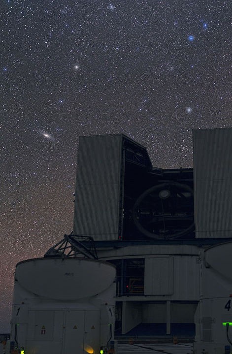 The Andromeda Galaxy (left) in the night sky