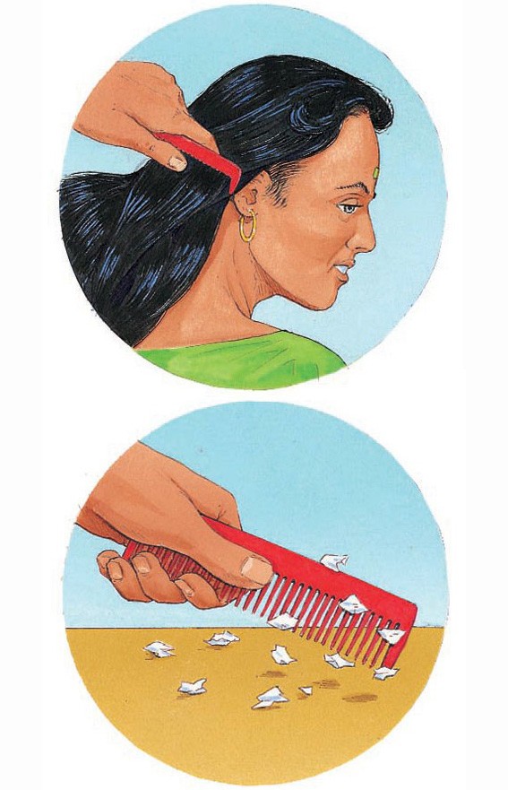Producing static electricity by combing